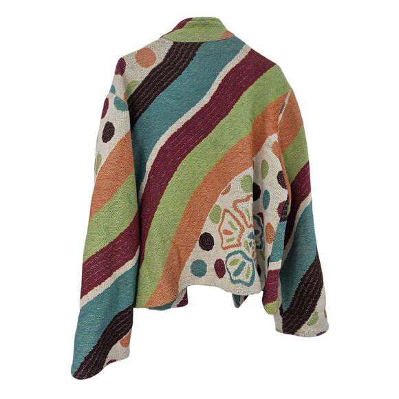 VINTAGE PAINTED PONY XL TAPESTRY COTTON BOHO LAGENLOOK OPEN FRONT JACKET - Picture 2 of 6